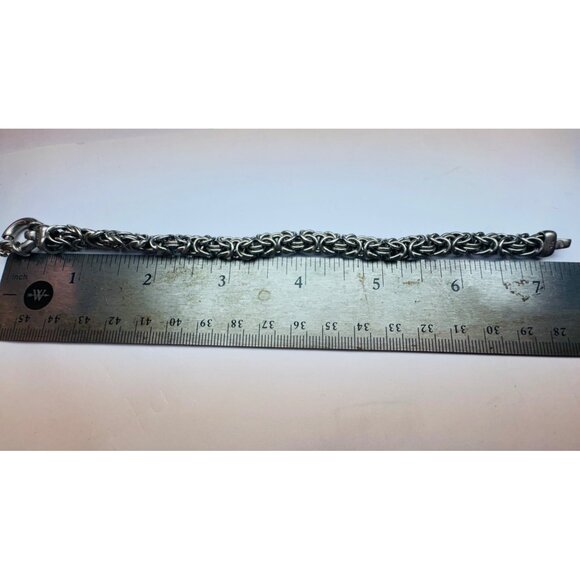 Vintage Estate Sterling Silver 925 Byzantine Chain Bracelet 7" Men Women 14.4g - Picture 3 of 7